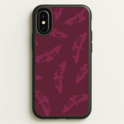 Dark Pink Bats Pattern  - Goth Aesthetic Phone Case for iPhone X / XS
