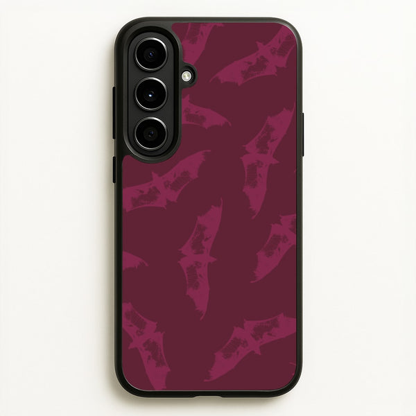 Dark Pink Bats Pattern  - Goth Aesthetic Phone Case for Galaxy A56