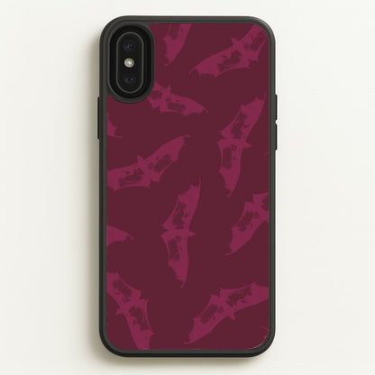 Dark Pink Bats Pattern  - Goth Aesthetic Phone Case for iPhone XS Max