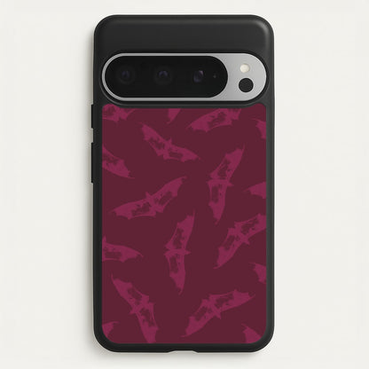 Dark Pink Bats Pattern  - Goth Aesthetic Phone Case for Google Pixel 9 Pro XL