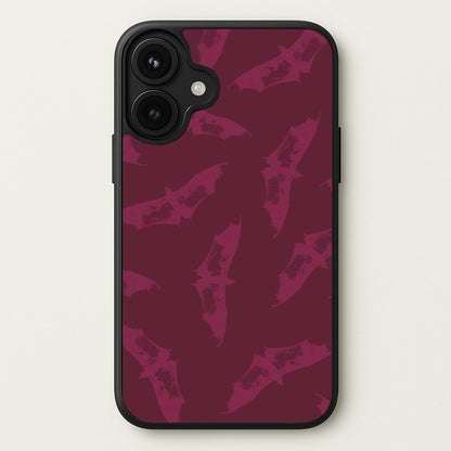 Dark Pink Bats Pattern Phone Case for iPhone 17