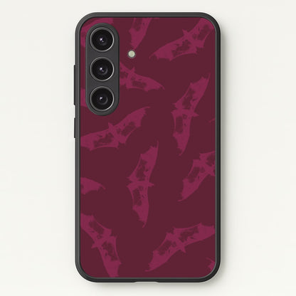 Dark Pink Bats Pattern  - Goth Aesthetic Phone Case for Galaxy S25