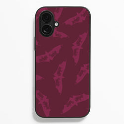 Dark Pink Bats Pattern  - Goth Aesthetic Phone Case for iPhone 16 Plus
