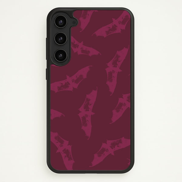 Dark Pink Bats Pattern  - Goth Aesthetic Phone Case for Galaxy S23