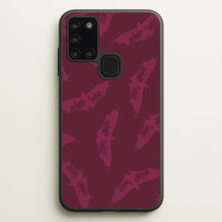 Dark Pink Bats Pattern  - Goth Aesthetic Phone Case for Galaxy A21s