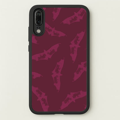 Dark Pink Bats Pattern  - Goth Aesthetic Phone Case for Huawei P20