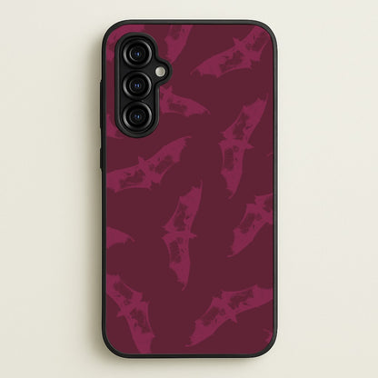Dark Pink Bats Pattern  - Goth Aesthetic Phone Case for Galaxy A54
