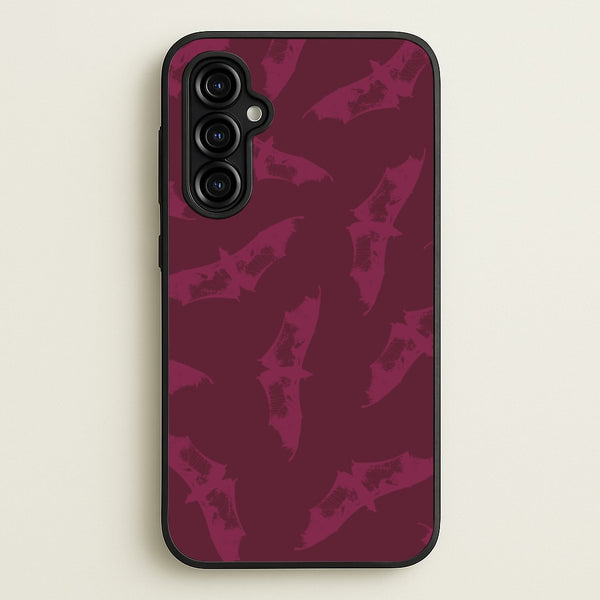 Dark Pink Bats Pattern  - Goth Aesthetic Phone Case for Galaxy A54