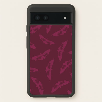 Dark Pink Bats Pattern  - Goth Aesthetic Phone Case for Google Pixel 7a