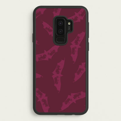 Dark Pink Bats Pattern  - Goth Aesthetic Phone Case for Galaxy S9 Plus