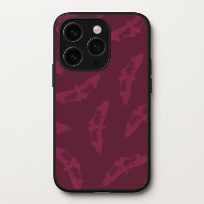 Dark Pink Bats Pattern  - Goth Aesthetic Phone Case for iPhone 14 Pro