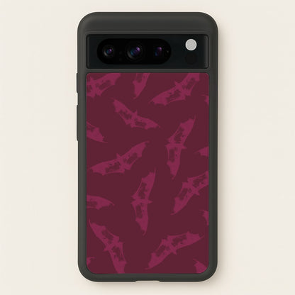 Dark Pink Bats Pattern  - Goth Aesthetic Phone Case for Google Pixel 8 Pro