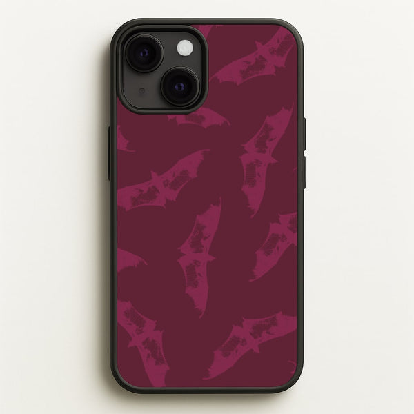 Dark Pink Bats Pattern  - Goth Aesthetic Phone Case for iPhone 13