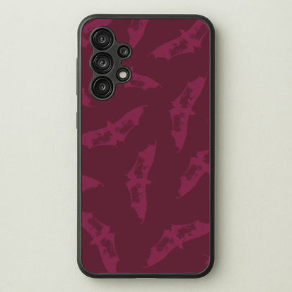 Dark Pink Bats Pattern  - Goth Aesthetic Phone Case for Galaxy A13