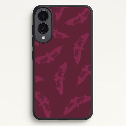 Dark Pink Bats Pattern  - Goth Aesthetic Phone Case for Galaxy S25 Edge