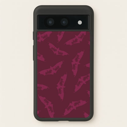 Dark Pink Bats Pattern  - Goth Aesthetic Phone Case for Google Pixel 8a