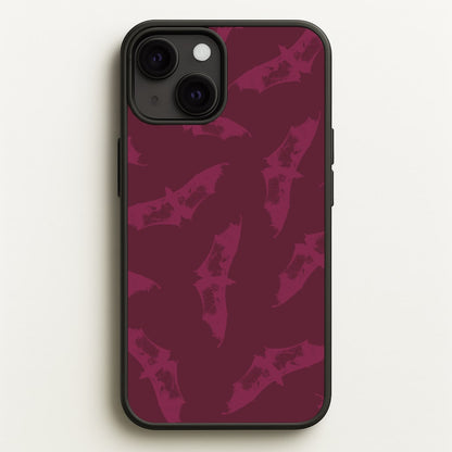 Dark Pink Bats Pattern  - Goth Aesthetic Phone Case for iPhone 13 Mini