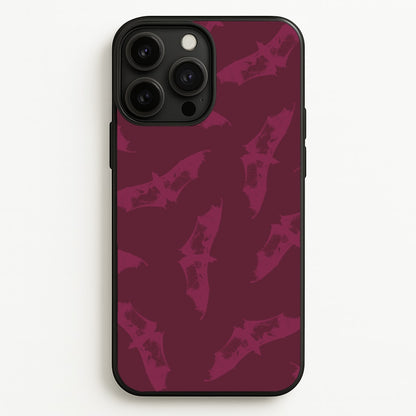 Dark Pink Bats Pattern  - Goth Aesthetic Phone Case for iPhone 13 Pro Max
