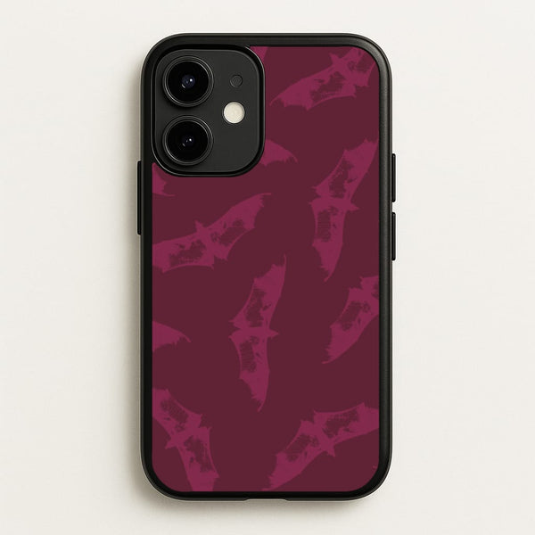 Dark Pink Bats Pattern  - Goth Aesthetic Phone Case for iPhone 12 Mini