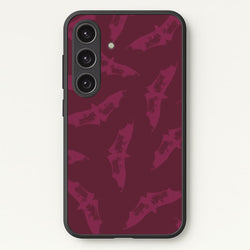 Dark Pink Bats Pattern  - Goth Aesthetic Phone Case for Galaxy S24FE