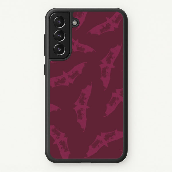 Dark Pink Bats Pattern  - Goth Aesthetic Phone Case for Galaxy S22