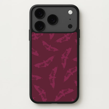 Dark Pink Bats Pattern Phone Case for iPhone 17 Pro Max