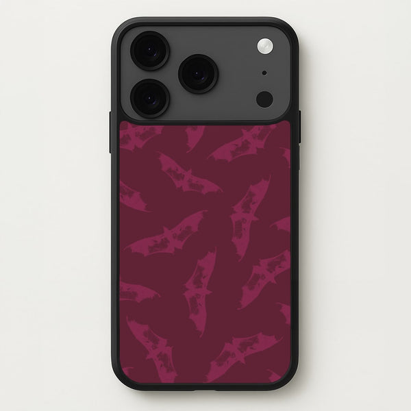 Dark Pink Bats Pattern Phone Case for iPhone 17 Pro Max