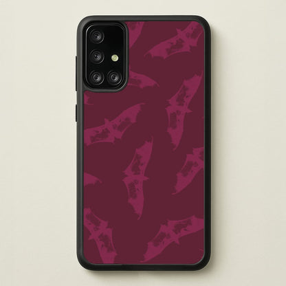 Dark Pink Bats Pattern  - Goth Aesthetic Phone Case for Galaxy A71