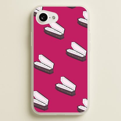 Bright Pink Coffin Pattern  - Goth Aesthetic Phone Case for iPhone 16e