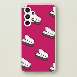 Bright Pink Coffin Pattern  - Goth Aesthetic Phone Case for Galaxy A13