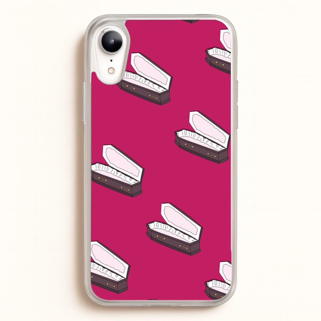 Bright Pink Coffin Pattern  - Goth Aesthetic Phone Case for iPhone XR