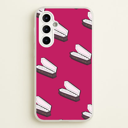Bright Pink Coffin Pattern  - Goth Aesthetic Phone Case for Galaxy A54