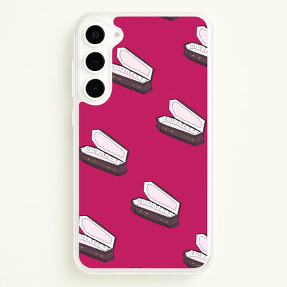 Bright Pink Coffin Pattern  - Goth Aesthetic Phone Case for Galaxy S23