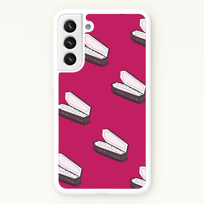Bright Pink Coffin Pattern  - Goth Aesthetic Phone Case for Galaxy S22 Plus