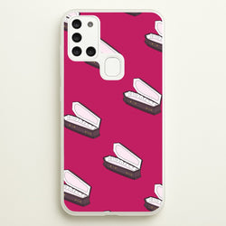 Bright Pink Coffin Pattern  - Goth Aesthetic Phone Case for Galaxy A21s