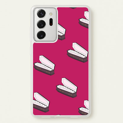 Bright Pink Coffin Pattern  - Goth Aesthetic Phone Case for Galaxy Note 20 Ultra