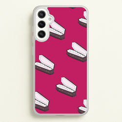 Bright Pink Coffin Pattern  - Goth Aesthetic Phone Case for Galaxy A34