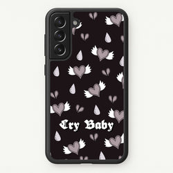 Cry Baby Monochrome Hearts Pattern  - Goth Aesthetic Phone Case for Galaxy S21FE
