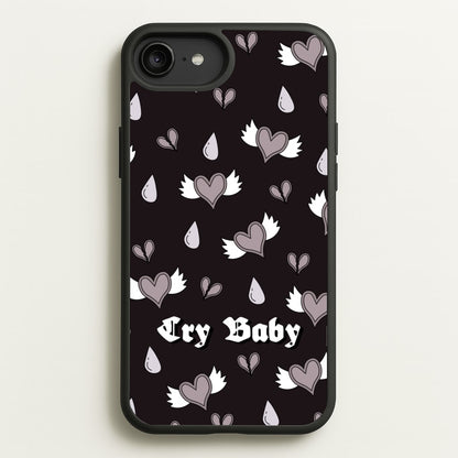 Cry Baby Monochrome Hearts Pattern  - Goth Aesthetic Phone Case for iPhone 6 Plus / 7 Plus / 8 Plus