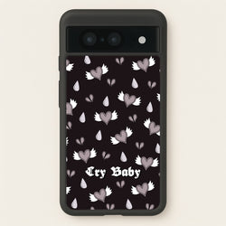 Cry Baby Monochrome Hearts Pattern  - Goth Aesthetic Phone Case for Google Pixel 8