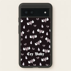 Cry Baby Monochrome Hearts Pattern  - Goth Aesthetic Phone Case for Google Pixel 6a