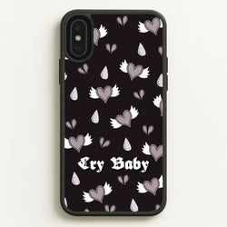 Cry Baby Monochrome Hearts Pattern  - Goth Aesthetic Phone Case for iPhone XS Max