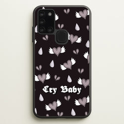 Cry Baby Monochrome Hearts Pattern  - Goth Aesthetic Phone Case for Galaxy A21s