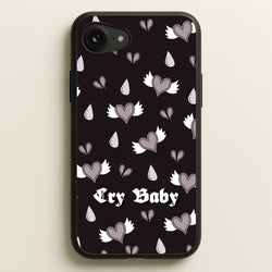 Cry Baby Monochrome Hearts Pattern  - Goth Aesthetic Phone Case for iPhone 16e