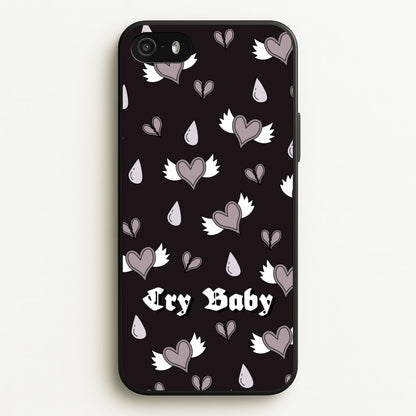 Cry Baby Monochrome Hearts Pattern  - Goth Aesthetic Phone Case for iPhone 5 / 5s / SE 2016