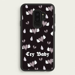 Cry Baby Monochrome Hearts Pattern  - Goth Aesthetic Phone Case for Galaxy S9 Plus