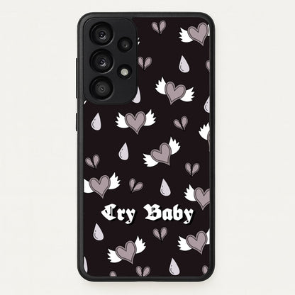 Cry Baby Monochrome Hearts Pattern  - Goth Aesthetic Phone Case for Galaxy A33