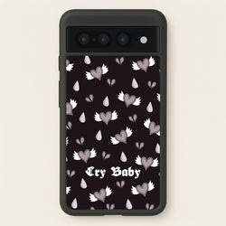 Cry Baby Monochrome Hearts Pattern  - Goth Aesthetic Phone Case for Google Pixel 7 Pro