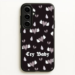Cry Baby Monochrome Hearts Pattern  - Goth Aesthetic Phone Case for Galaxy A56