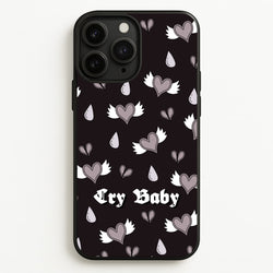 Cry Baby Monochrome Hearts Pattern  - Goth Aesthetic Phone Case for iPhone 11 Pro Max